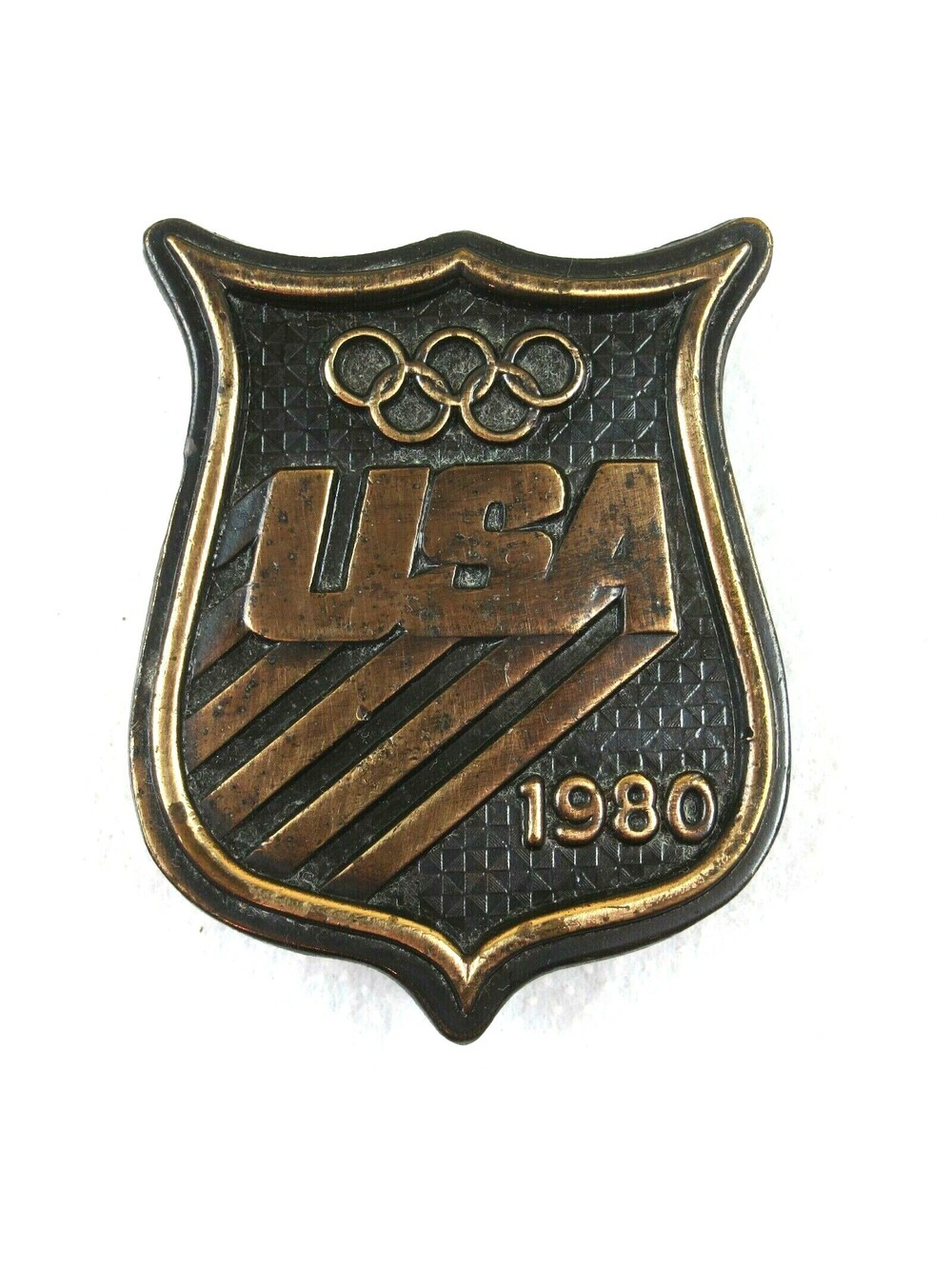 Vintage 1980 USA Olympics Sports Summer Games Belt Buckle Bergamot Brass Works